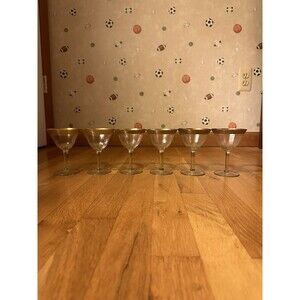 Set of 6 Vintage Tiffin Franciscan Wine Glasses 24k Gold Rimmed